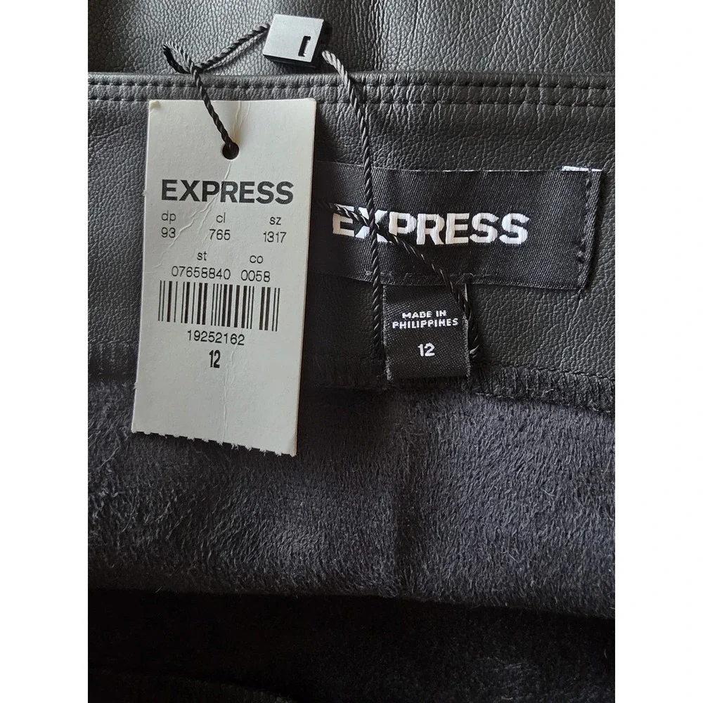NWT‎ Express Women's Mini Skirt Size 12 Black Faux Leather Biker Moto